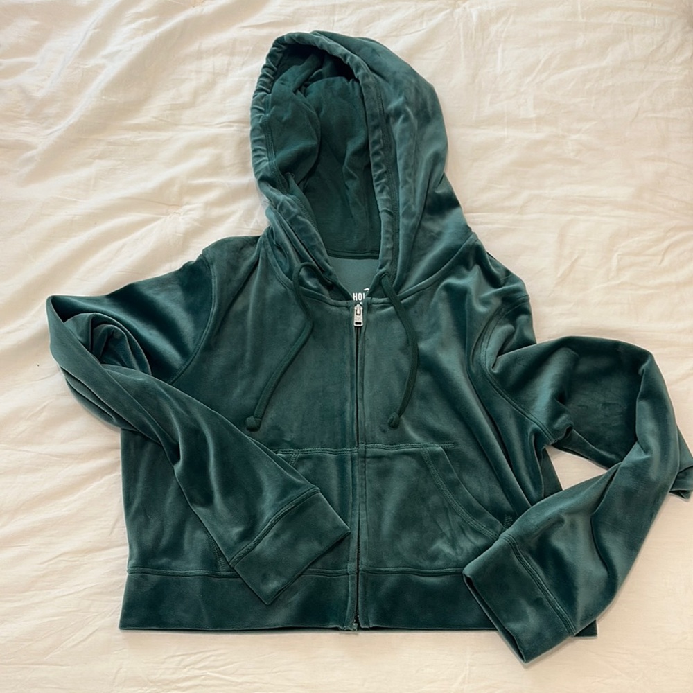 Green Velour Hoodie